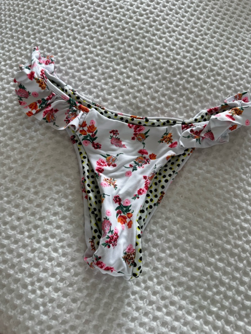 Maaji White Floral & Polka Dot Bikini Bottom